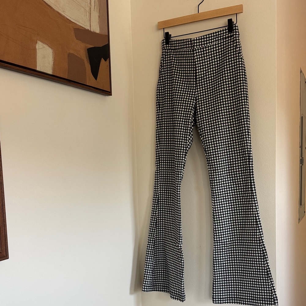Shinestar Monochrome Checkered Flare Pants